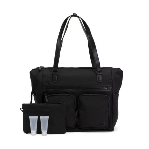 JOAN & DAVID Black 20in Nylon Travel Tote With Trolley Sleeve - Picture 1 of 2